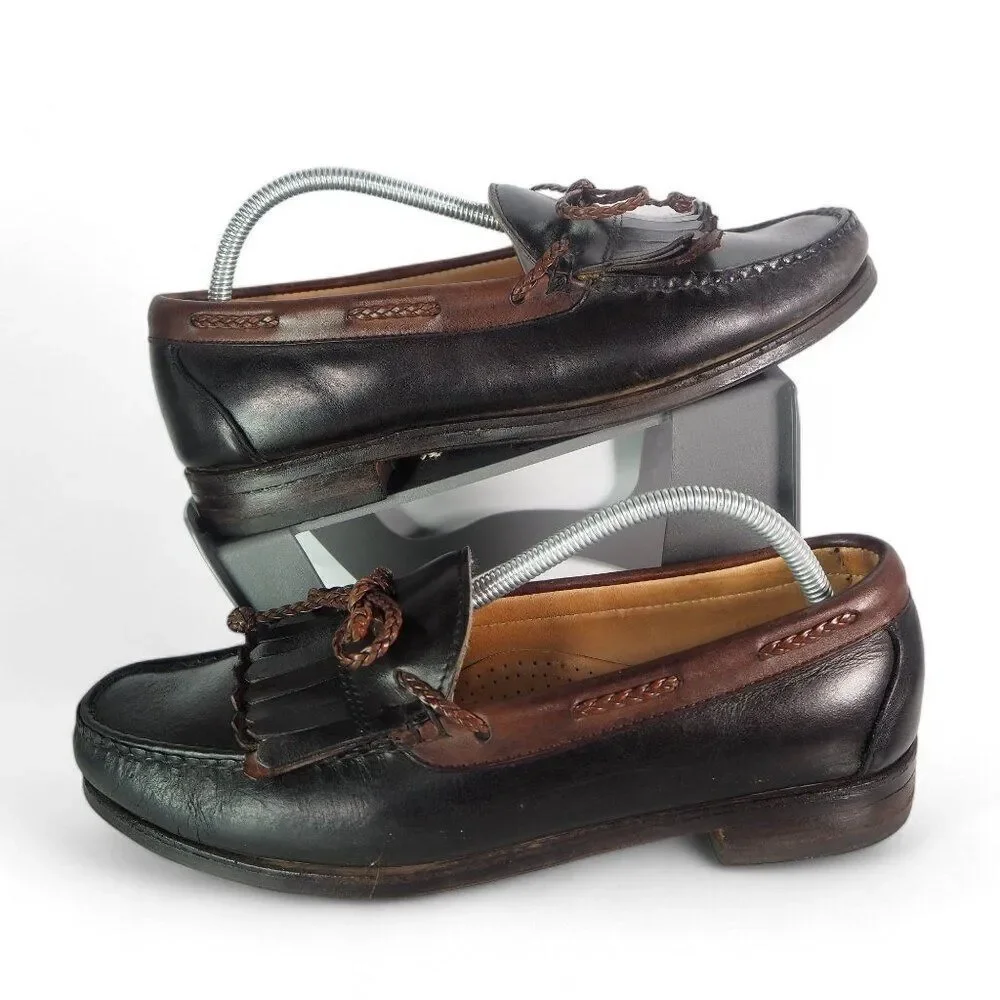 Allen Edmonds Woodstock Kiltie Leather Loafers Black Brown 47212 Men's 10E‎